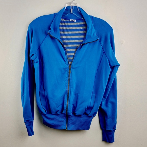 đ Splendid Blue Zipper Jacket Stretch Large L